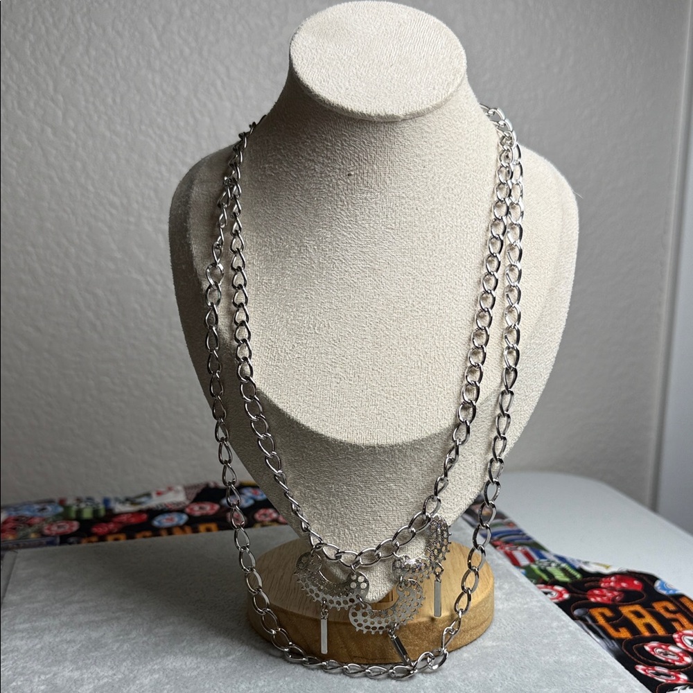 Pristine vintage double chain Elegant Silver (untested)  Chain Necklace MCM - Picture 7 of 12